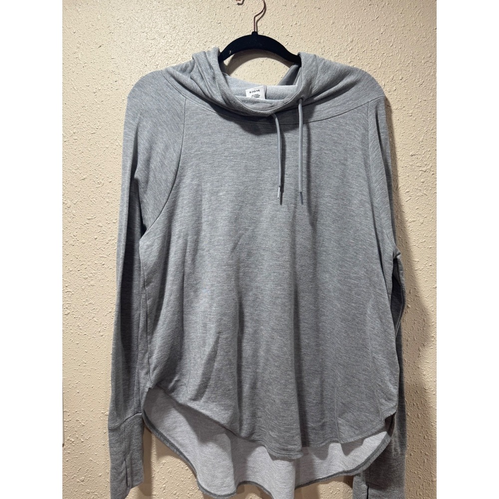 Avia Womens Gray Modal Blend Cowl Neck Hoodie Thumbhole Pullover Size L 12-14